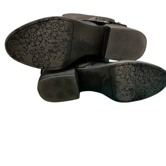 Sugar Dabble Knee High Wide Calf Faux Leather Black Boots Straps/Buckles. Size9M - Picture 5 of 6